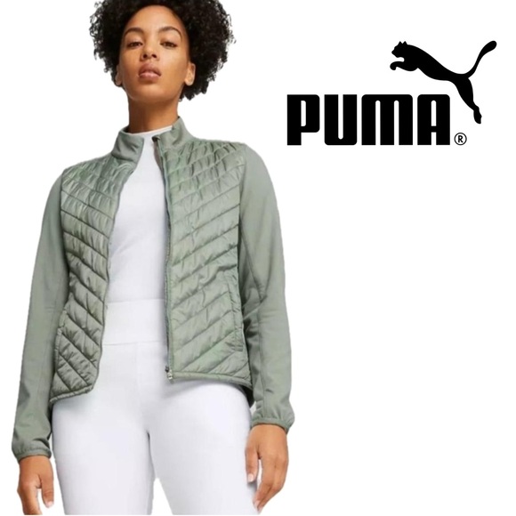 NWT Puma Golf PrimaLoft WRMLBL Frost Quilted Athletic Eucalyptus Zip Jacket XXL